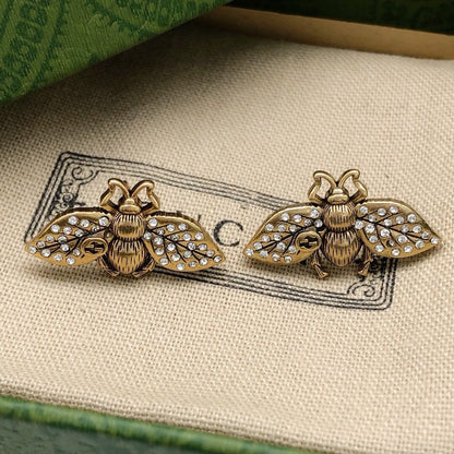 GG Pave Diamond Bee Earrings