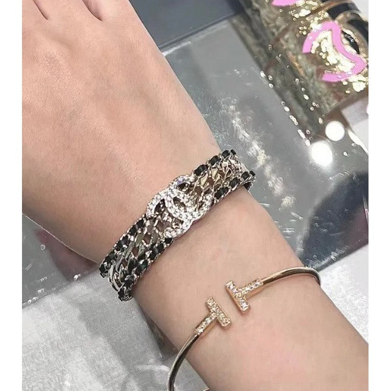 CC Strass Leather Bracelet