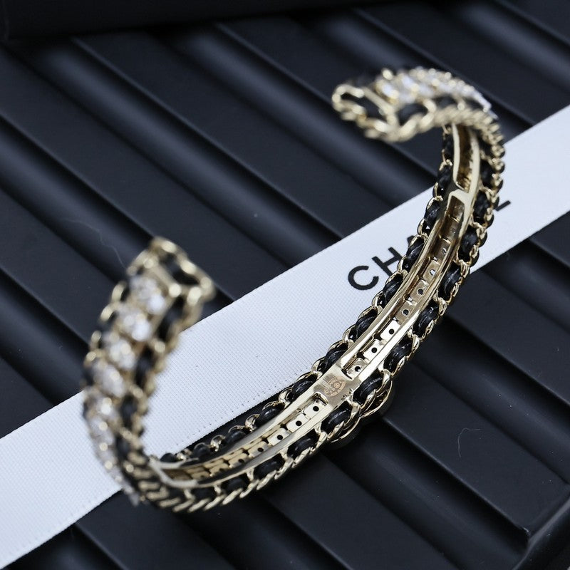 CC Crystal Leather Bracelet