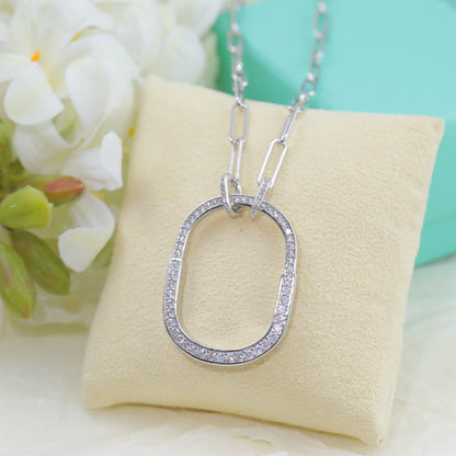 Tiff Lock Pendant Pave Diamonds Necklace