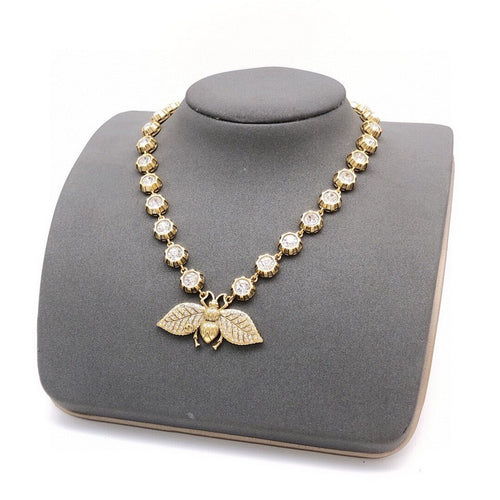 GG Bee Diamond Chain Choker Necklace