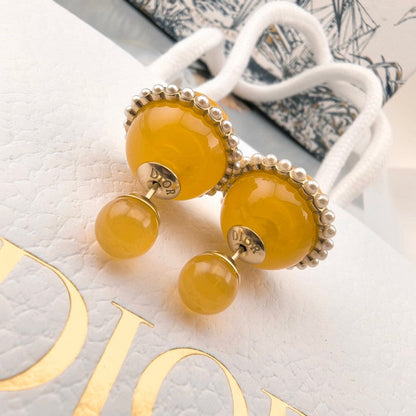 CD Yellow Ball Pearl Earrings