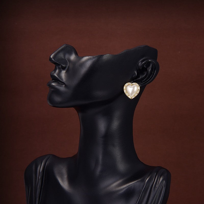 CE Heart Pearl Earrings