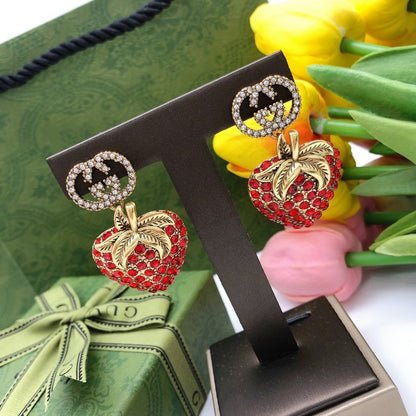 GG Red Strawberry Diamond Earrings