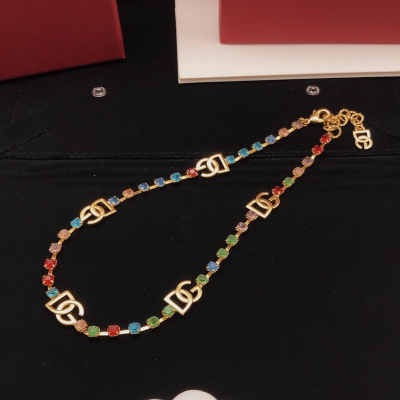 DG Color Crystal Gold Necklace