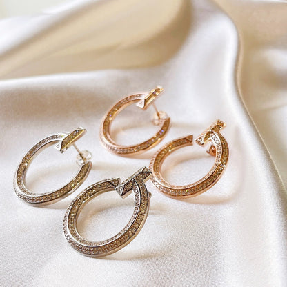 Tiff T1 Open Hoop White Gold Earrings