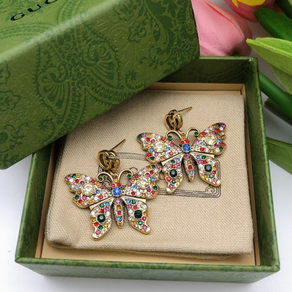 GG Color Crystal Butterfly Earrings