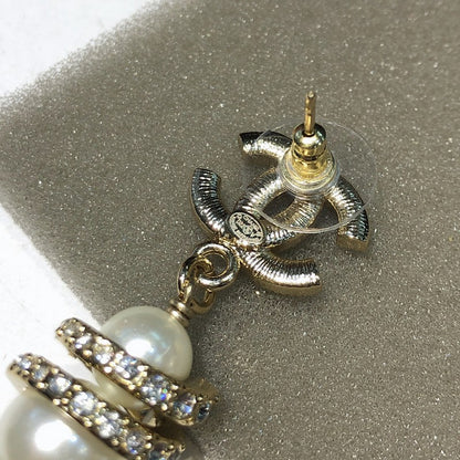 CC Diamond Pearl Ball Earrings