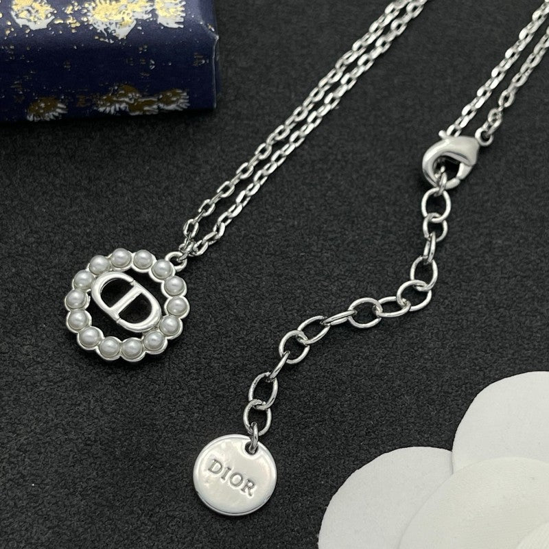CD Petit Pearl White Gold Necklace