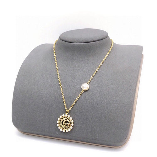 GG Pearl Round Gold Chain Necklace