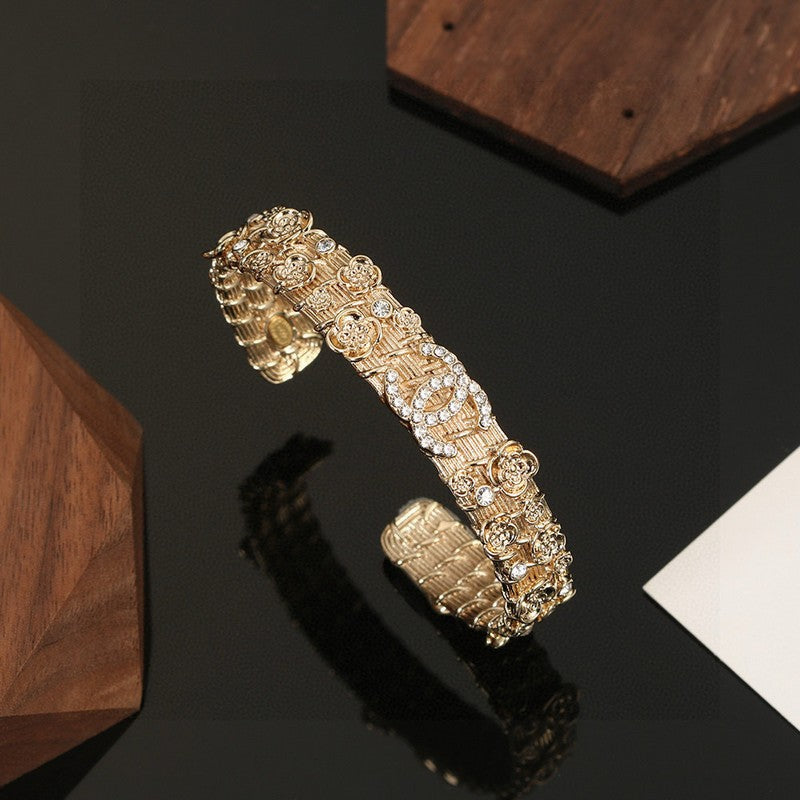 CC Flower Diamond Cuff Bracelet