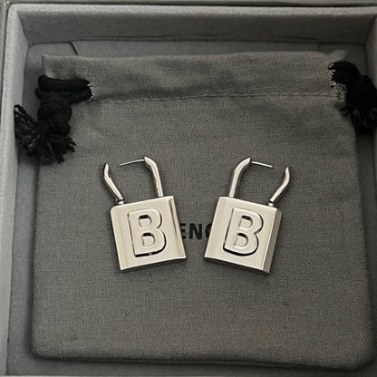 BB Lock White Gold Earrings