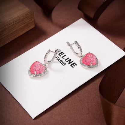 CE Triomphe Pink Heart Diamond Earrings