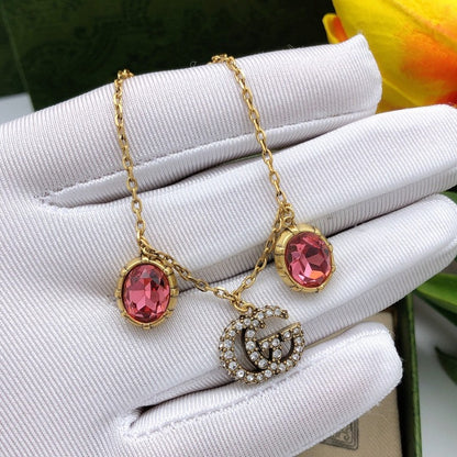 GG Two Red Crystal Gold Bracelet