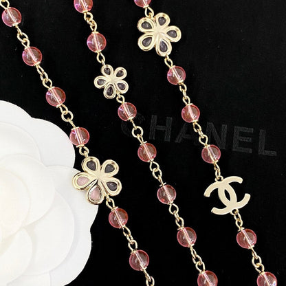 CC 26C Pink Crystal Long Necklace