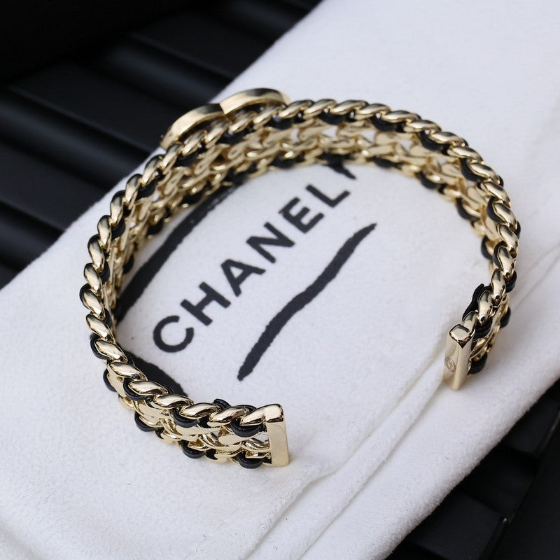 CC Strass Leather Bracelet