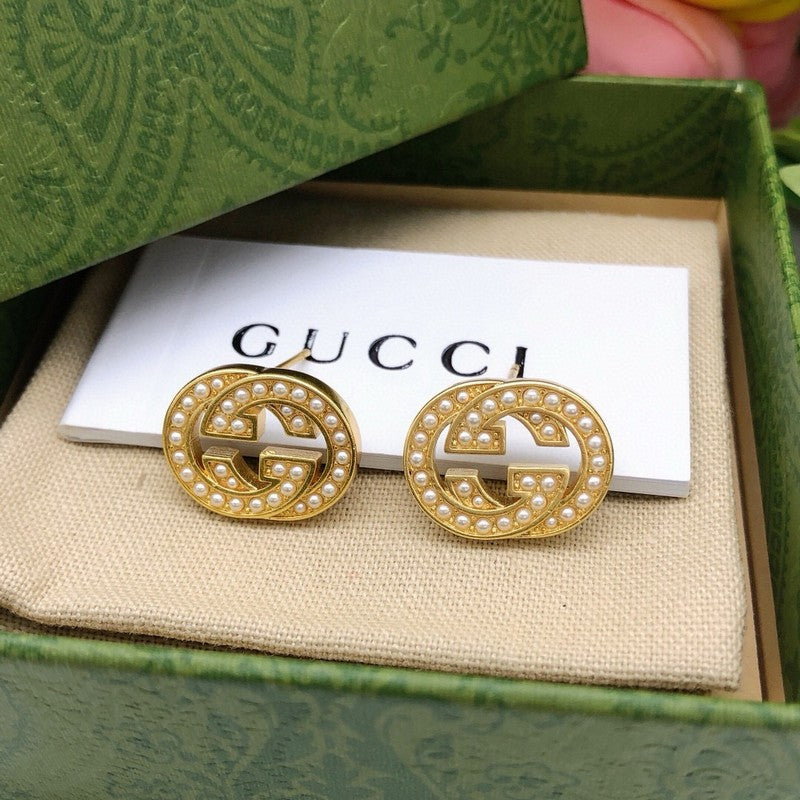 GG Small Pearl Gold Earrings