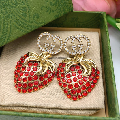 GG Red Strawberry Diamond Earrings