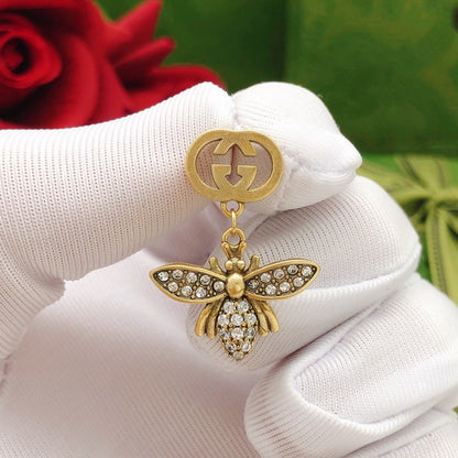 GG Diamond Bee Drop Earrings
