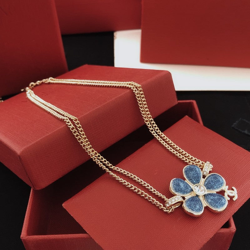 CC Cowboy Blue Camellia Necklace
