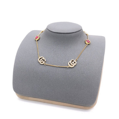 GG Red Crystal Gold Chain Necklace
