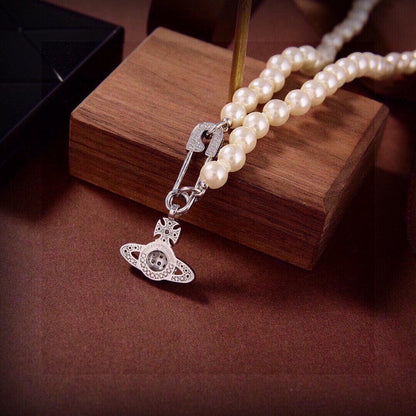 Vivienne West Mini Bas Relief Pearls Necklace