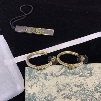 CC Pave Pearl Gold Earrings