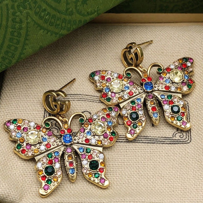 GG Color Crystal Butterfly Earrings