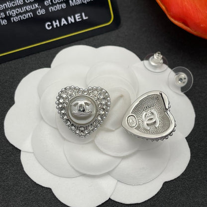 CC Heart Diamond Earrings