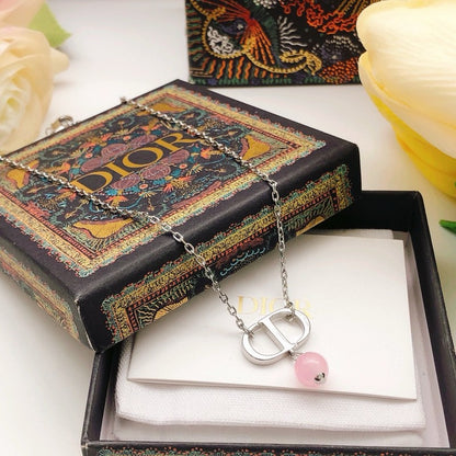CD Petit Pink Pearl Drop Necklace