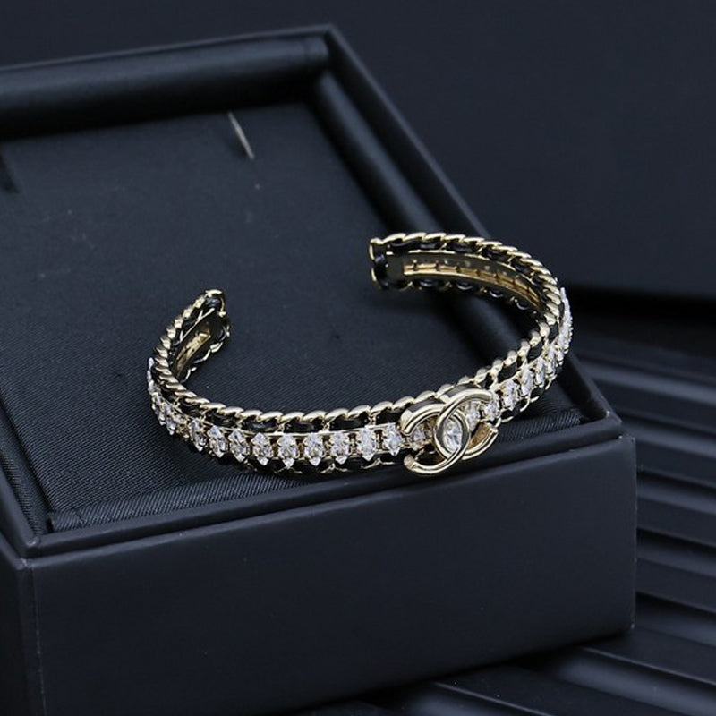CC Crystal Leather Bracelet