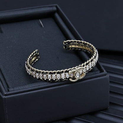 CC Crystal Leather Bracelet