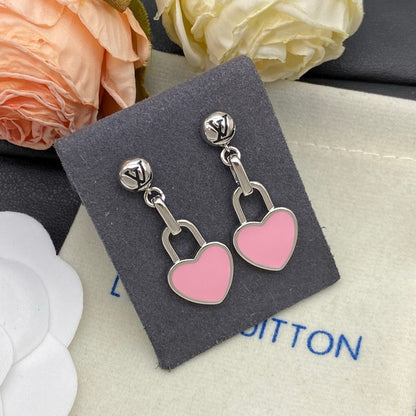 Louis Pink Heart Gold Earrings