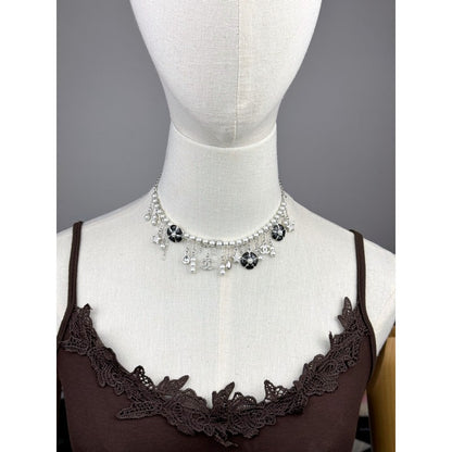 CC 26C Black Enamel Camellia Necklace