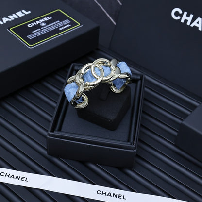 CC Denim Braided Gold Cuff Bracelet