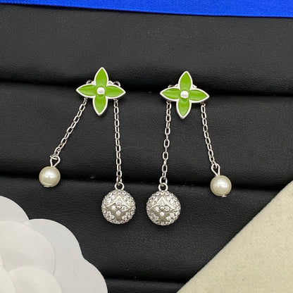 Louis Yellow & Green Blossom Long Earrings