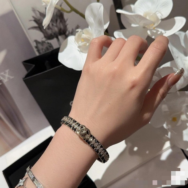 CC Crystal Leather Bracelet