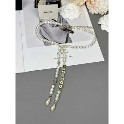 CC Long Tassel Pearl Necklace