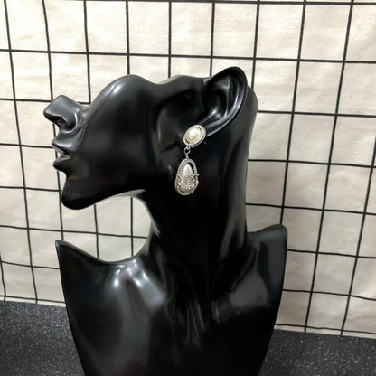 CC Pave Diamond Pearl Drop Earrings