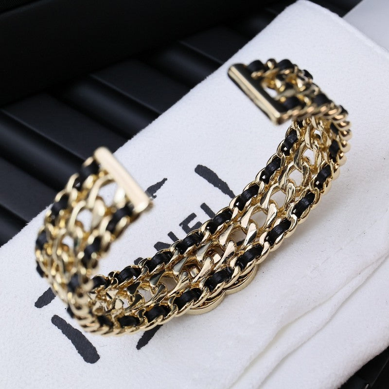 CC Strass Leather Bracelet