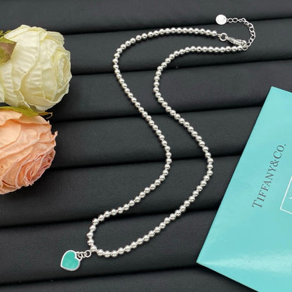 Tiff Color Heart Bead Gold Necklaces