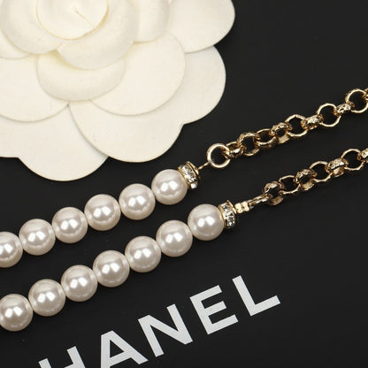 CC Pink Heart Long Pearl Necklace