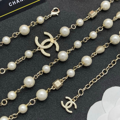 CC Color Crystal Pearl Long Necklace