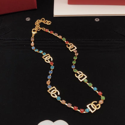 DG Color Crystal Gold Necklace