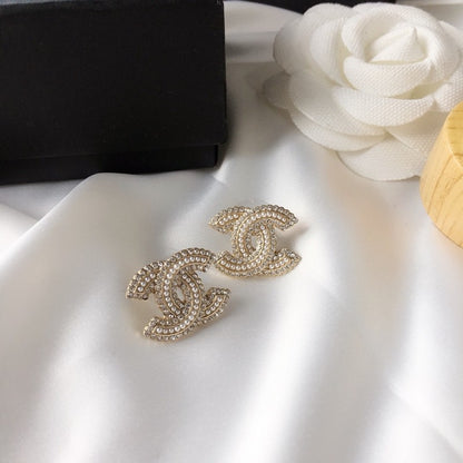 CC Pearl & Diamond Gold Earrings
