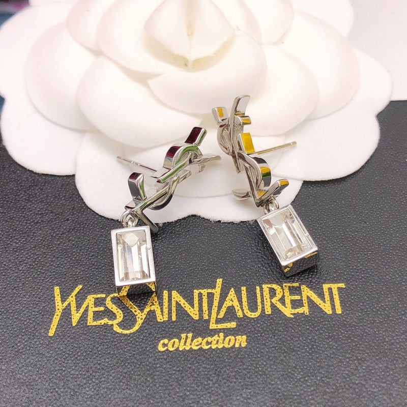 Saint Crystal White Gold Earrings
