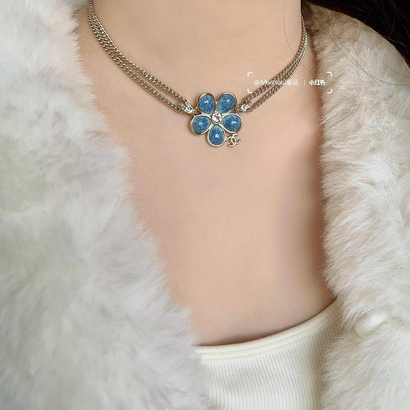 CC Cowboy Blue Camellia Necklace