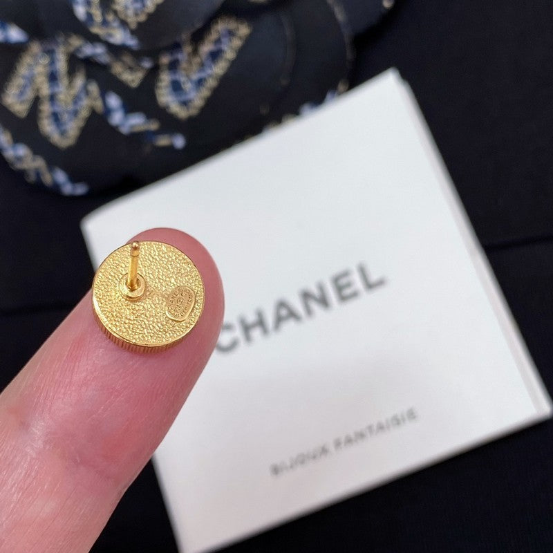 CC Black Gold Round Earrings