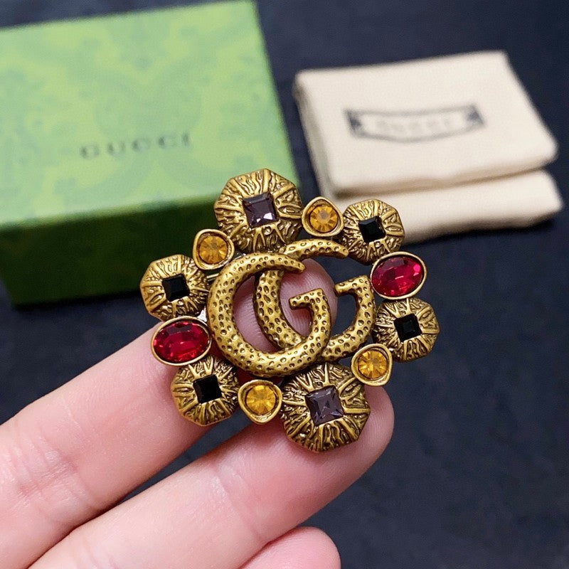 GG Flower Crystal Brooch