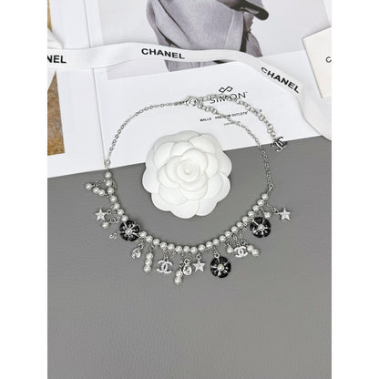 CC 26C Black Enamel Camellia Necklace